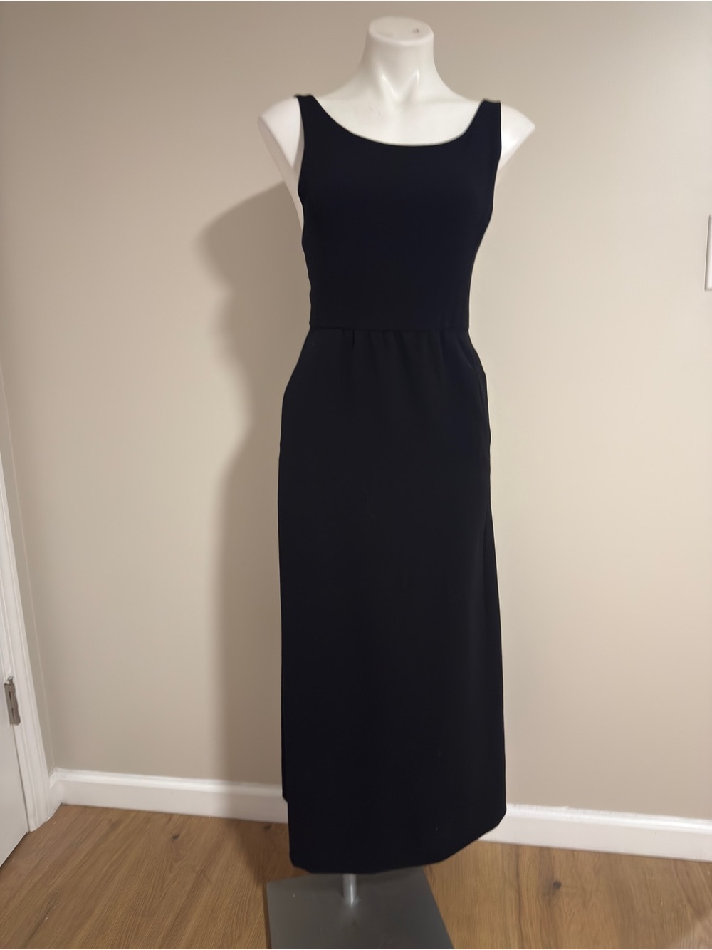 Vintage Chanel Boutique Black Maxi Dress Sleeveless Scoop Neck